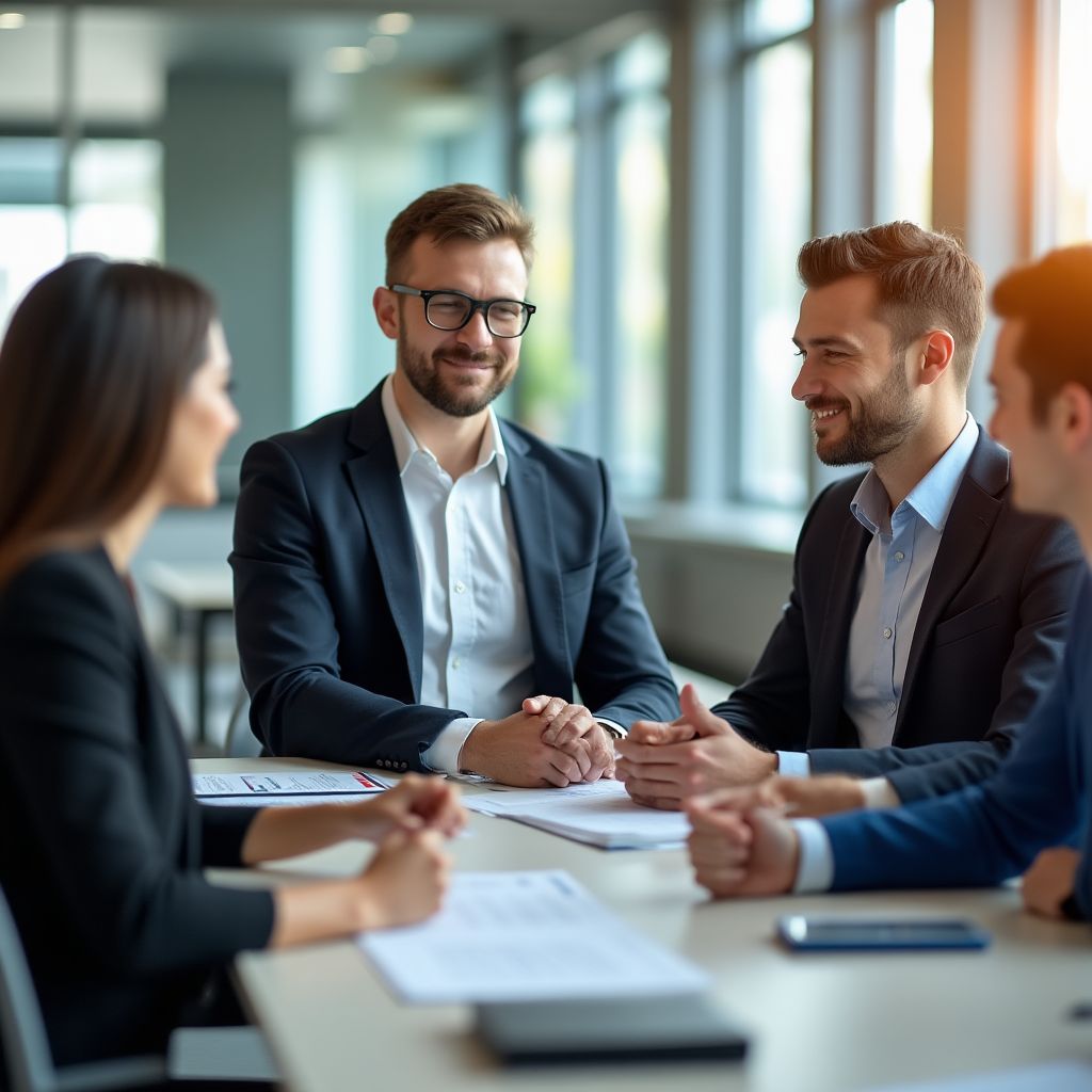Team van financiële adviseurs in gesprek